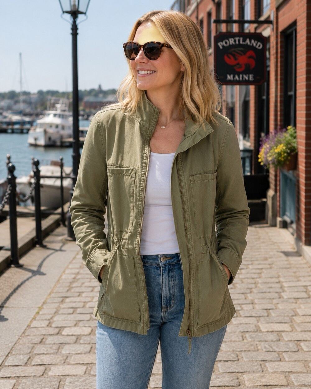 J Crew Women's Olive Green Military Field Cotton Style Jacket Size XS
